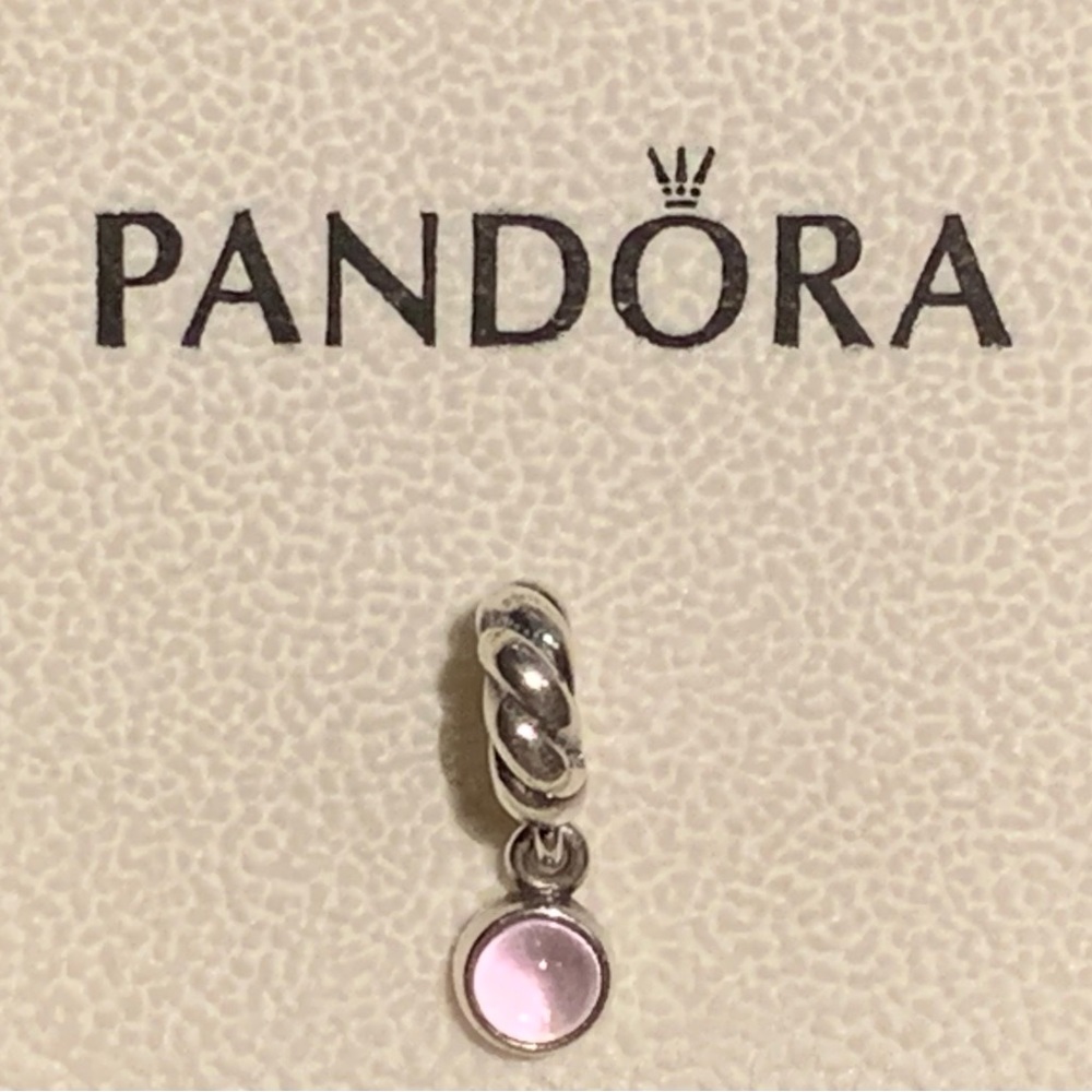 Authentic PANDORA Sterling Silver Amethyst Disk Drop Dangle Charm